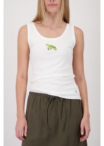 Tanktop monari "Top Schildkr&ouml;te", Damen, Gr. 44, ecru, Web, Obermaterial: 94% Baumwolle, 4% sonstige Fasern, 2% Elasthan, unifarben, regular fit taillenbedeckt, tiefer Rundhals, Tops Tanktop, Regular fit mit Schildkr&ouml;tenprint