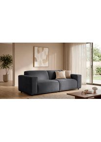 3-Sitzer OTTO HOME "Avelin, 228 cm, Chenille, Struktur-Boucle", grau (dunkelgrau), B:228cm H:75cm T:96cm, 100% Polyester, Sofas, 3-Sitzer, mit Wellenunterfederung, Kedernaht, bodentief, Skandi-Design