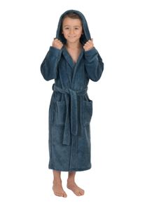 WEWO-Fashion Kinderbademantel WEWO FASHION "8521" Gr. 170, blau (smokeyblau), L:116cm, Baumwoll-Mix, Hausm&auml;ntel, Kinderbademantel, Soft Touch