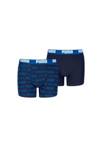 Boxershorts Puma "Puma BOYS EVERYDAY LOGO PRINT BOXERS 2P", Jungen, Gr. 158/164, blau (navy, bedruckt), Jersey, Obermaterial: 95% Baumwolle, 5% Elasthan, bedruckt, unifarben, normal, Unterhosen Boxershorts, mit breitem Logobund