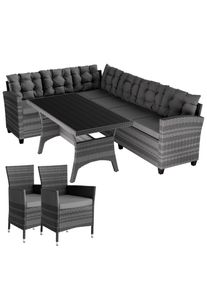 Casaria Polyrotan Loungeset Lissabon Grijs/Antraciet incl 2 stoelen