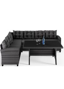 Casaria Polyrotan Loungeset Lissabon Grijs/Antraciet