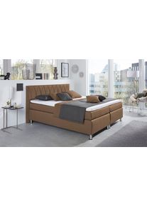 Boxspringbett Hapo "ATLANTA", hellbraun, B:190cm L:210cm, Komplettbetten, Boxspringbett, erh&auml;ltlich in verschiedenen Breiten, Farben & Maratzenarten
