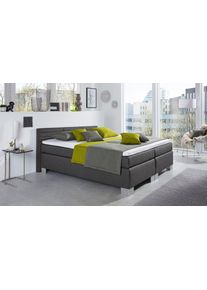 Boxspringbett Hapo "ATLANTA mit niedrigem Kopfteil", anthrazit, B:170cm L:210cm, Komplettbetten, Boxspringbett, erh&auml;ltlich in verschiedenen Breiten, Farben & Matratzenarten