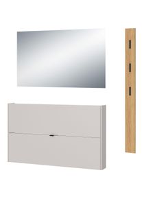 Garderoben-Set Germania "GW-Ameca", beige (kaschmir, navarra, eiche, nachbildung), B:170cm H:200cm T:19cm, Spanplatte, Kastenm&ouml;bel-Sets, Garderoben-Set, Garderoben-Set bestehend aus Schuhschrank, Spiegel & Garderobenpaneel