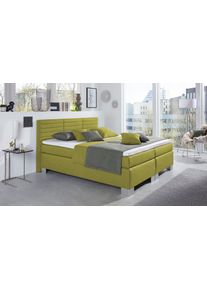 Boxspringbett Hapo "ATLANTA mit hohem Kopfteil", gr&uuml;n, B:110cm L:210cm, Komplettbetten, Boxspringbett, erh&auml;ltlich in verschiedenen Breiten, Farben & Matratzenarten