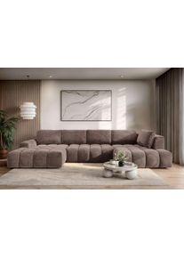 Wohnlandschaft OTTO HOME "AZITA U-Form, Breite 363 cm - OTTO. Verl&auml;ssliche Qualit&auml;t.", braun, B/H/T: 363cm x 87cm x 167cm, Chenille, Ottomane rechts,mit Bettfunktion und Bettkasten, Sofas, Wohnlandschaft, wahlweise als Schlafsofa mit Bettkasten, Bubble-Optik