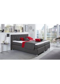 Boxspringbett Hapo "ATLANTA", anthrazit, B:110cm L:210cm, Komplettbetten, Boxspringbett, erh&auml;ltlich in verschiedenen Breiten, Farben & Maratzenarten