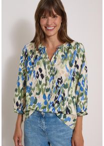 Schlupfbluse Cecil, Damen, Gr. L (42), cashmere beige, Web, Obermaterial: 100% Viskose, bedruckt, bequem h&uuml;ftlang, V-Ausschnitt, Blusen Schlupfbluse, Sommerbluse, Allover-Print, Turn-Up-Detail an den &Auml;rmeln