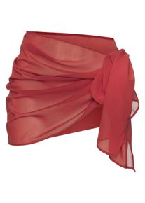 Strandrock Buffalo "aus leicht transparenter Chiffonware", Damen, Gr. 1, rot (rostrot), Chiffon, Obermaterial: 100% Polyester, unifarben, figurbetont kurz, R&ouml;cke Strandrock, Pareo, kurzer Wickelrock, Beach Cover-up