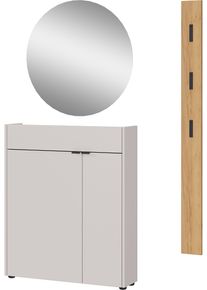 Garderoben-Set Germania "GW-Ameca", beige (kaschmir, navarra, eiche, nachbildung), B:113cm H:200cm T:22cm, Spanplatte, Kastenm&ouml;bel-Sets, Garderoben-Set, Garderoben-Set bestehend aus Schuhschrank, Spiegel & Garderobenpaneel