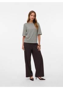 V&eacute;ro Moda Schlupfhose VERO MODA "VMBERLIN ZAMIRA MW WIDE PANT NOOS", Damen, Gr. XS, L&auml;nge 32, chocolate torte, Milano Rib, Obermaterial: 95% Polyester, 5% Elasthan, unifarben, loose fit normal, Hosen Schlupfhose, Materialmix