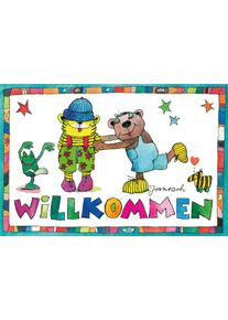 Wanddekoobjekt LUCKYLINDE "Der kleine Tiger und der kleine B&auml;r - Willkommen", bunt, B:30cm H:20cm T:0,3cm, Blech, Wanddekoobjekte, Wanddekoobjekt, Exklusive JANOSCH Kindermotive, Stahlschild