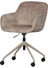 Drehstuhl Woood "Morros mit Chenille-Bezug h&ouml;henverstellbar, B 57 x T 60 x H 88 cm", taupe, B:57cm H:88cm T:60cm, Holzwerkstoff, St&uuml;hle, Drehstuhl, mit Rollen, Sitzh&ouml;he einstellbar, Tragkraft 100 kg, Pfleiglicht