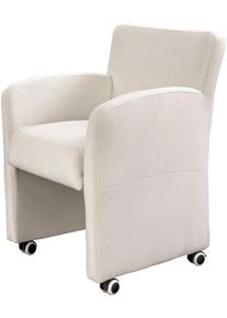 Sessel exxpo - SOFA FASHION "Cortado, Loungesessel auf Rollen, schmale Armlehnen, bequem", wei&szlig; (beige), B:66cm H:85cm, Samtvelour (Zusammensetzung: 100% PES), Sessel, Sessel, hohe Bodenfreiheit, sch&ouml;ne Detailverarbeitung