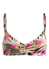 Bandeau-Bikini-Top Roxy "Printed Beach Classics", Damen, Gr. XS, Cup B, grau (anthrazit palm song s), Obermaterial:87% Nylon, 13% Elasthan., Bikini-Oberteile Bandeau-Bikini-Top