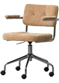 Drehstuhl Woood "Kova mit Rippenstoff-Bezug h&ouml;henverstellbar, B 54 x T 60 x H 87 cm", dunkelsand, B:54cm H:87cm T:60cm, Holzwerkstoff, Metall, St&uuml;hle, Drehstuhl, Drehbar, Hohe Verschlei&szlig;festigkeit, Tragkraft 125 kg