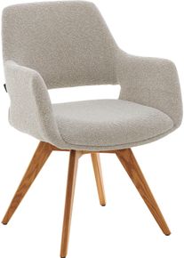 Esszimmerstuhl Musterring, beige, eiche, beige, B:62cm H:83cm T:62cm, Massivholz, Stoff, St&uuml;hle, Esszimmerstuhl, Gestell Eiche massiv, 180 drehbar, R&uuml;ckholmechanik, SH 48 cm