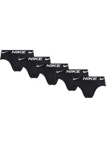 Slip NIKE UNDERWEAR "ESSENTIAL MICRO HIP BRIEF 5PK", Herren, Gr. S, schwarz, Jersey, Obermaterial: 92% Polyester, 8% Elasthan, kontrastfarbene Details, unifarben, k&ouml;rpernah, Unterhosen Slip, mit Logo-Elastikbund