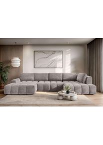 Wohnlandschaft OTTO HOME "AZITA U-Form, Breite 363 cm - OTTO. Verl&auml;ssliche Qualit&auml;t.", grau (taupe), B:363cm H:87cm T:167cm, 100% Polyester, Sofas, Wohnlandschaft, wahlweise als Schlafsofa mit Bettkasten, Bubble-Optik