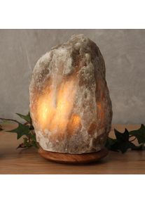 WAGNER LIFE DESIGN Salzkristall-Tischlampe "Rock", grau, &Oslash; 12cm H: 18cm, 1 Stk., Leuchten, Handgefertigt - jeder Stein ein Unikat, H: ca.18 cm, ca. 2-3kg, Salzkristall-Tischlampe