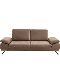3-Sitzer DIE PLANBAR, aurelia chai, B:232cm H:89cm T:112cm, Sichtrahmen: Aus Spannplatte mit aufgesetzter Weildeiche, funiert, Sofas, 3-Sitzer, optional mit echt bezogenem R&uuml;cken, Sitztiefen- und Armteilverstellung
