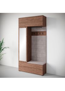 Garderoben-Set Home Affaire "TEJO", villa nussbaum, B:115cm H:231,9cm T:37,5cm, Holzwerkstoff, Kastenm&ouml;bel-Sets, Garderoben-Set, Spiegel Schrank Element flexibel links/rechts einsetzbar