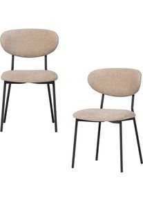 Esszimmerstuhl Woood "Kjeld Chenille-Bezug und Metallgestell B 47 x T 53 x H 79 cm (2er-Set)", natur, schwarz, B:47cm H:79cm T:53cm, Holzwerkstoff, Metall, St&uuml;hle, Esszimmerstuhl, Geringe Verschlei&szlig;festigkeit, Tragkraft 120 kg, schlankes Gestell