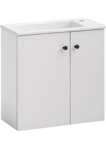 Waschtisch Schildmeyer "EBBA, 2 T&uuml;ren, h&auml;ngende Montage, Breite 50 cm, MADE IN GERMANY", mattwei&szlig;, mattwei&szlig;, B:50cm H:51,4cm T:25cm, Holzwerkstoff, Waschtische, Waschtisch, Waschbecken aus Keramik in wei&szlig; glanz, Made in Germany