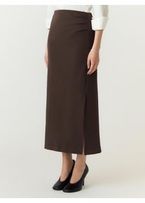 Maxirock Y.A.S "YASPINA HW LONG SKIRT NOOS", Damen, Gr. XS, braun (chocolate braun), Web, Obermaterial: 80% Baumwolle, 15% Polyester, 5% Elasthan, unifarben, kn&ouml;chelfrei, R&ouml;cke Maxirock, Baumwollmischung, high waist