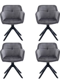 Armlehnstuhl Stolkom "Emma B/H/T 59x82x62 cm", grau, schwarz matt, schwarz matt, grau, B:59cm H:82cm T:62cm, Metall, Polyester, St&uuml;hle, Armlehnstuhl, Breite 59cm, 180 drehbar mit Auto-Return