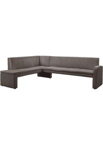 Eckbank exxpo - SOFA FASHION "Cortado, elegant und modern mit hohem Sitzkomfort", grau (braun), B:265cm H:88cm T:196cm, Samtvelour (Zusammensetzung: 100% PES), Sitzb&auml;nke, Eckbank, hohe Bodenfreiheit, sch&ouml;ne Detailverarbeitung