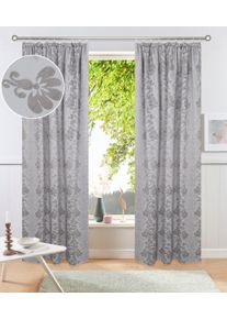 Verdunkelungsvorhang OTTO HOME "Mannfred", grau, B:130cm H:175cm, Polyester, Gardinen, Verdunkelungsvorhang, Blickdicht, barockem Muster, Pflegeleicht, Kr&auml;uselband- Aufh&auml;ngung