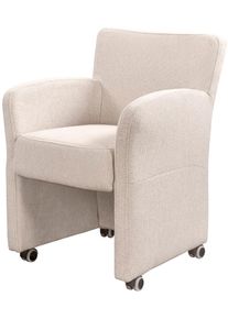 Sessel exxpo - SOFA FASHION "Cortado, Loungesessel auf Rollen, schmale Armlehnen, bequem", beige, B:66cm H:85cm, Webstoff fein (Zusammensetzung: 95% PES, 10 NY), Sessel, Sessel, hohe Bodenfreiheit, sch&ouml;ne Detailverarbeitung
