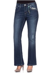 Bootcut-Jeans sheego by Joe Browns, Damen, Gr. 96, Langgr&ouml;&szlig;en, blau (dunkelblau denim), 70% Baumwolle, 28% Polyester, 2% Elasthan, unifarben, lang, Jeans Bootcut-Jeans