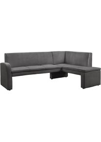 Eckbank exxpo - SOFA FASHION "Cortado, elegant und modern mit hohem Sitzkomfort", antrazith, B:245cm H:88cm T:156cm, Samtvelour (Zusammensetzung: 100% PES), Sitzb&auml;nke, Eckbank, hohe Bodenfreiheit, sch&ouml;ne Detailverarbeitung, wahlweise Lederbezug