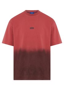 T-Shirt Hugo "Nalono_F", Herren, Gr. M, rot (medium rot615), Single Jersey, Obermaterial: 100% Baumwolle, unifarben, loose fit normal, Rundhals, abgesteppte Kante, Shirts T-Shirt, mit Farbverlauf, Loose Fit, R&uuml;ckendruck