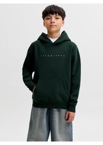 Jack & Jones Kapuzensweatshirt JACK & JONES JUNIOR "JJESTAR JJ SWEAT HOOD NOOS JNR", Jungen, Gr. 164, gr&uuml;n (scarab), angeraute Sweatware, Obermaterial: 70% Baumwolle, 30% Polyester, bedruckt, relaxed fit normal, Rundhals, Rippb&uuml;ndchen, Sweatshirts Kapuzensweatshirt, Baumwollmischung, relaxed fit