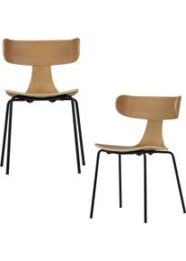 Esszimmerstuhl Woood "Form stapelbar und Eschenfurnier B 50 x T 52 x H 77,5 cm", braun (sand), B:50cm H:78cm T:52cm, Holzwerkstoff, Metall, St&uuml;hle, Esszimmerstuhl, Tragkraft 120 kg, Sichtbare Maserung, schlanke Stahlgestell