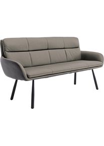 Sitzbank Stolkom "Amy Sitzbank B/H/T 180x88x68 cm", grau, schwarz, schwarz, B:180cm H:88cm T:68cm, Leder, Sitzb&auml;nke, Sitzbank, Breite 180cm, Echtlederbezug