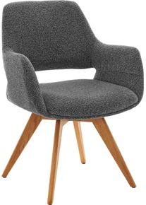Esszimmerstuhl Musterring, graphit, eiche, graphit, B:62cm H:83cm T:62cm, Massivholz, Stoff, St&uuml;hle, Esszimmerstuhl, Gestell Eiche massiv, 180 drehbar, R&uuml;ckholmechanik, SH 48 cm