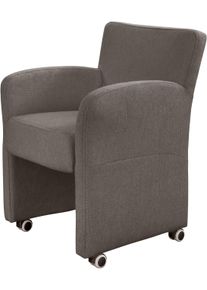 Sessel exxpo - SOFA FASHION "Cortado, Loungesessel auf Rollen, schmale Armlehnen, bequem", grau (braun), B:66cm H:85cm, Webstoff fein (Zusammensetzung: 95% PES, 10 NY), Sessel, Sessel, hohe Bodenfreiheit, sch&ouml;ne Detailverarbeitung