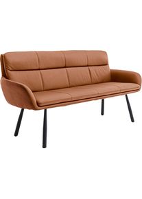 Sitzbank Stolkom "Amy Sitzbank B/H/T 180x88x68 cm", braun, schwarz, schwarz, B:180cm H:88cm T:68cm, Leder, Sitzb&auml;nke, Sitzbank, Breite 180cm, Echtlederbezug