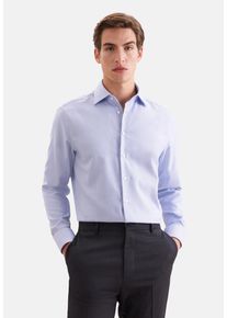 Businesshemd Seidensticker "Schwarze Rose", Herren, Gr. 3XL (48), normale &Auml;rmell&auml;ngen, blau (mittelblau), 100% Baumwolle, Strukturmuster, regular fit, 2-Knopf-Manschette, Hemden Businesshemd, Regular 1/1 Kentkragen Struktur