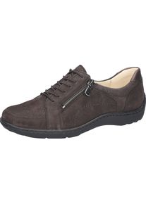 Waldl&auml;ufer Schn&uuml;rschuh WALDL&Auml;UFER "Henni", Damen, Gr. 8,5 (42,5), dunkelbraun, Nappaleder, Nubukleder, Veloursleder, Schuhe Schn&uuml;rschuh, Halbschuh, Sneaker, Komfortschuh mit Rei&szlig;verschluss, H-Weite