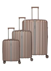 Trolleyset Travelite "PAROS 3-teilig", Damen, braun (cappuccino), ABS, metallic, Koffer-Sets Trolleyset, Volumenerweiterung &ndash; ideal f&uuml;r Hand- und Aufgabegep&auml;ck