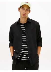 Langarmhemd Tommy Jeans "TJM POPLIN", Herren, Gr. XXL (58), N-Gr, schwarz, Web, Obermaterial: 100% Baumwolle, regular fit, 1-Knopf-Manschette, Hemden Langarmhemd, Regular fit, Kentkragen