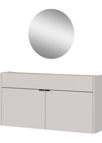 Garderoben-Set Germania "GW-Ameca", beige (kaschmir, navarra, eiche, nachbildung), B:110cm H:200cm T:22cm, Spanplatte, Kastenm&ouml;bel-Sets, Garderoben-Set, Garderoben-Set bestehend aus Schuhschrank, Spiegel & Garderobenpaneel
