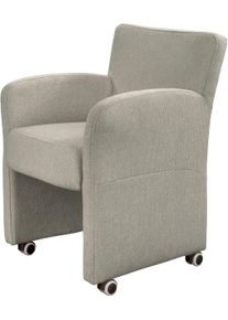Sessel exxpo - SOFA FASHION "Cortado, Loungesessel auf Rollen, schmale Armlehnen, bequem", beige (taupe), B:66cm H:85cm, Webstoff fein (Zusammensetzung: 95% PES, 10 NY), Sessel, Sessel, hohe Bodenfreiheit, sch&ouml;ne Detailverarbeitung