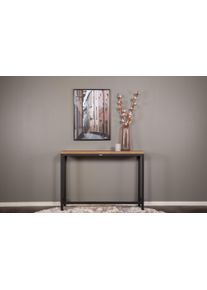 Beistelltisch VENTURE HOME "Rise, schmaler hoher Beistelltisch, 110 &times; 30 cm", schwarz, natur, B:30cm H:80cm T:30cm, Tische, Beistelltisch, Ablagetisch, Stahl, schmal, hoch, modern, schlicht